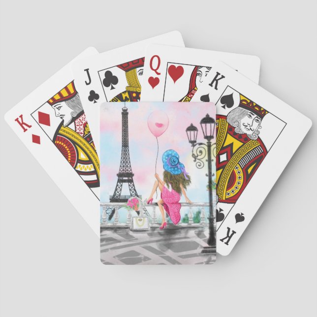 Woman in Paris Eiffel Tower Kartenspiel Geschenk Spielkarten (Rückseite)