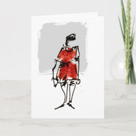 Woman in Red Dress Happy Birthday Card Karte