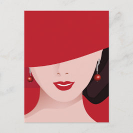 Woman In Red Hat Postkarte