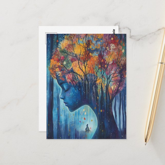Woman in the Trees Postkarte (Vorderseite/Rückseite Beispiel)