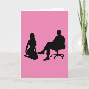 WOMAN KNEELING BEFORE A MAN SITTING IN CHAIR CARDS KARTE