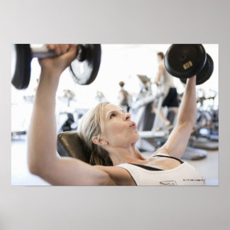 Woman Lifting Weights Poster