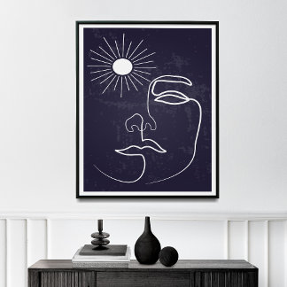 Woman Line Modern  Mid Century Art Poster