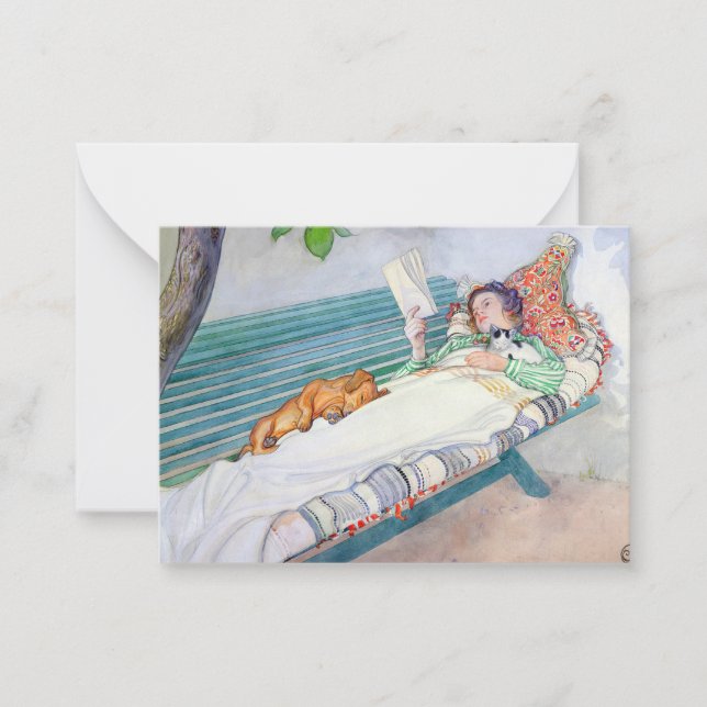 Woman Lying on a Bench, 1913 by Carl Larsson Mitteilungskarte (Vorderseite)