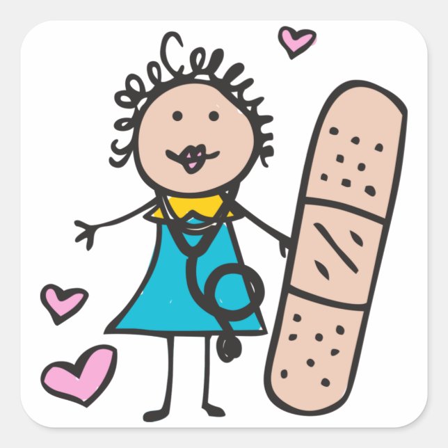 Woman Nurse Quadratischer Aufkleber (Vorderseite)