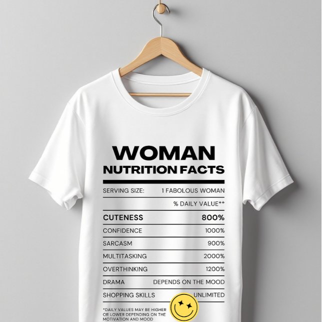 Woman Nutrition Facts Funny Humor Design T-Shirt (Von Creator hochgeladen)