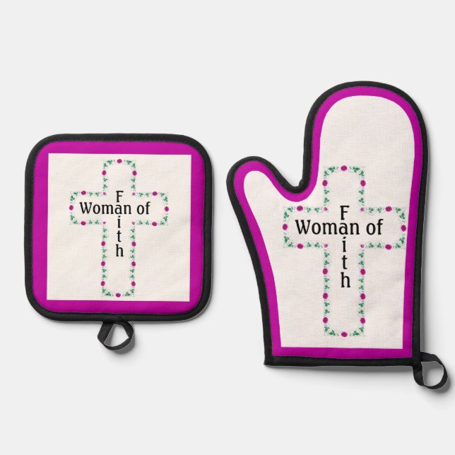 Woman of faith ofenhandschuh & Topflappen-Set (Vorderseite)