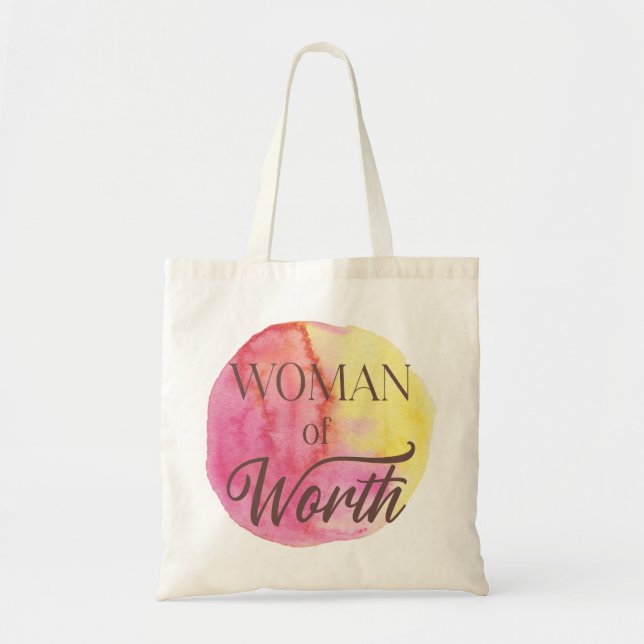 Woman of Worth Watercolour Tote Bag Tragetasche (Vorne)