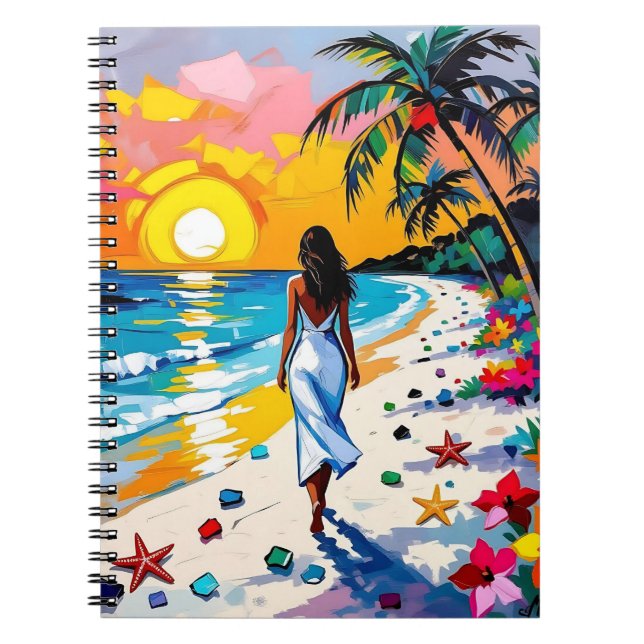 Woman on Beach Tropical Scene Notizblock (Vorderseite)