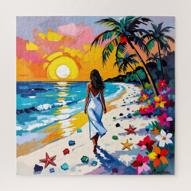 Woman on Beach Tropical Scene Puzzle (Vertikal)