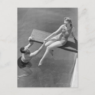 Woman on Diving Board Postkarte