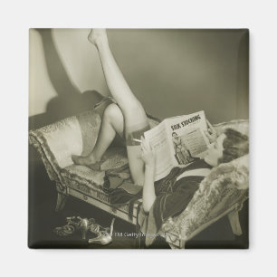 Woman Reading Magazine Magnet