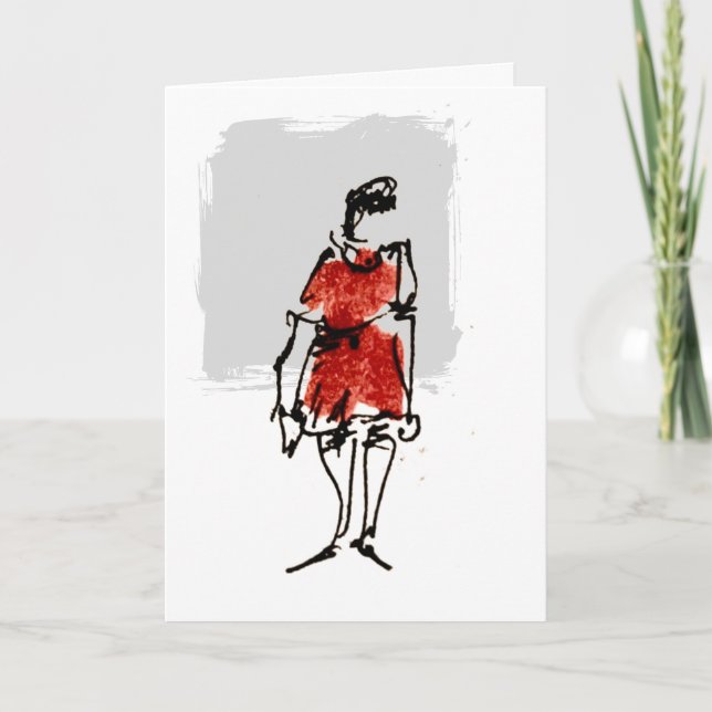 Woman Red Dress Feliz Cumpleanos Birthday Card Karte (Vorderseite)