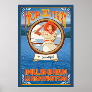 Woman Riding Ferry - Bellingham, Washington Poster