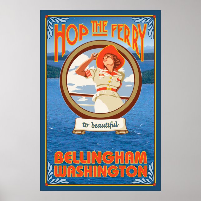 Woman Riding Ferry - Bellingham, Washington Poster (Vorne)