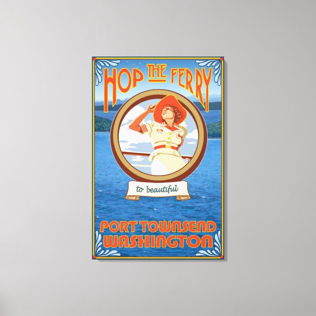 Woman Riding Ferry - Port Townsend Washington Leinwanddruck (Vorderseite)