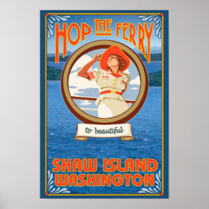 Woman Riding Ferry - Shaw Island, Washington Poster