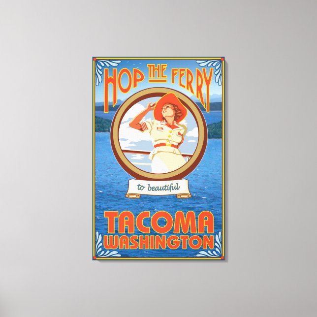 Woman Riding Ferry - Tacoma, Washington Leinwanddruck (Vorderseite)