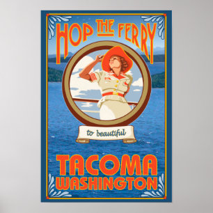 Woman Riding Ferry - Tacoma, Washington Poster