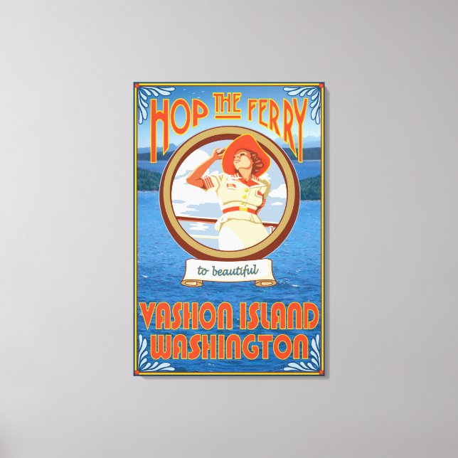 Woman Riding Ferry - Vashon Island, Washington Leinwanddruck (Vorderseite)