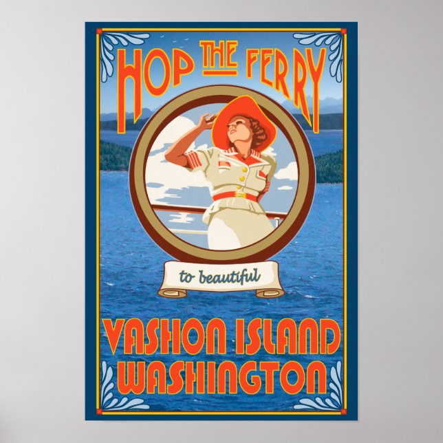 Woman Riding Ferry - Vashon Island, Washington Poster (Vorne)