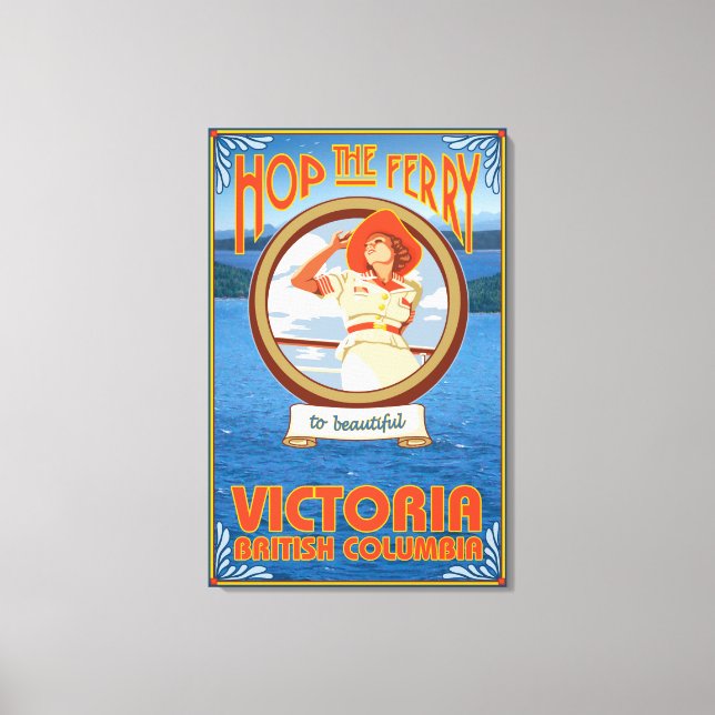 Woman Riding Ferry - Victoria, BC Kanada Leinwanddruck (Vorderseite)