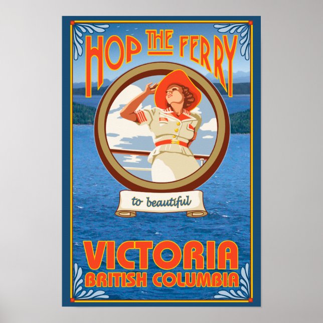 Woman Riding Ferry - Victoria, BC Kanada Poster (Vorne)