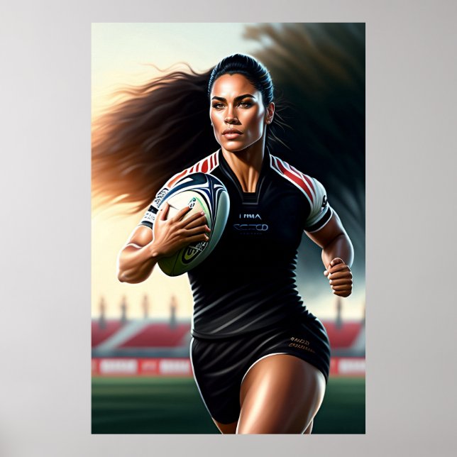 Woman Rugby Player Art Poster (Vorne)