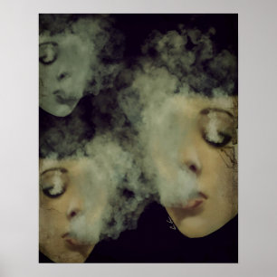 Woman Smoke Vape Grunge Art Poster