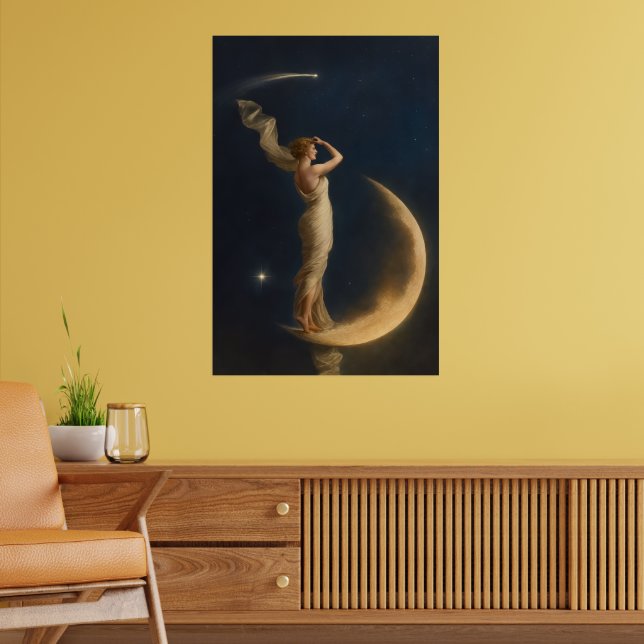 Woman Standing On A Crescent Moon Poster (Wohnzimmer 2)