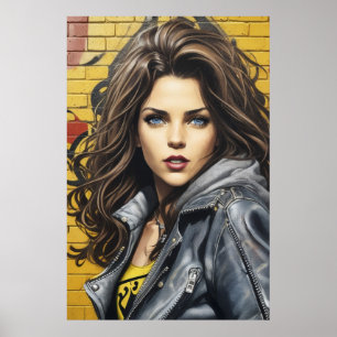 Woman Street Art Portrait AI Generative Poster