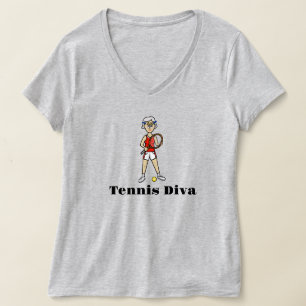 Woman Tennis Diva T - Shirt - Graues Haar
