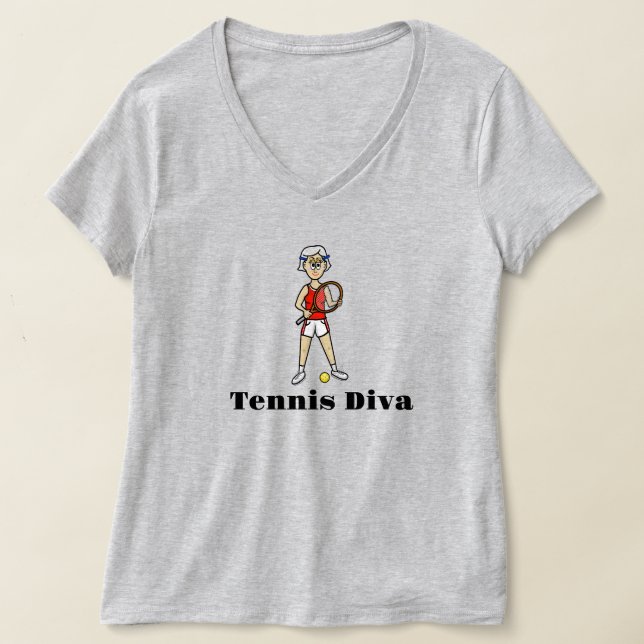 Woman Tennis Diva T - Shirt - Graues Haar (Ablage )