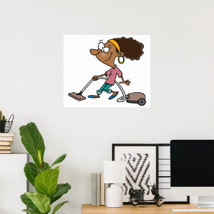 Woman Vaccuming Poster