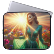 Woman Wearing a Green Dress Laptop Electronics Bag