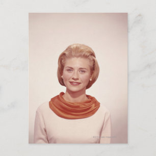 Woman Wearing Scarf Postkarte