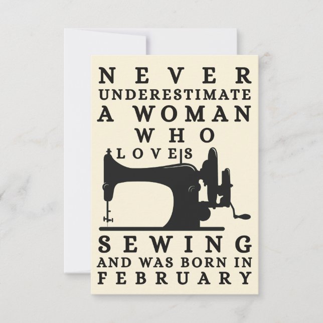 woman who loves sewing and was born in February Karte (Vorderseite)