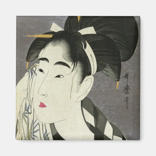 Woman Wiping Sweat Utamaro Fine japan Art Magnet (Vorne)