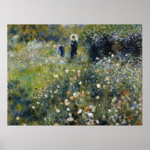 Woman with a Parasol in a Garden by Auguste Renoir Poster