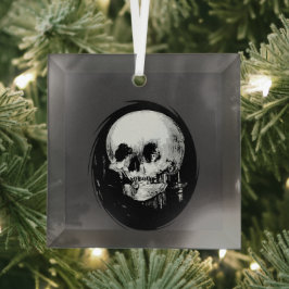 Woman With Halloween Cranium Reflection In Mirror Ornament Aus Glas