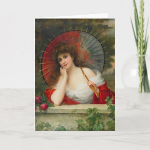 Woman With Parasol Greeting Card Karte