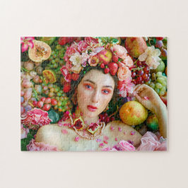 Woman with tropical fruits and floral accents puzzle