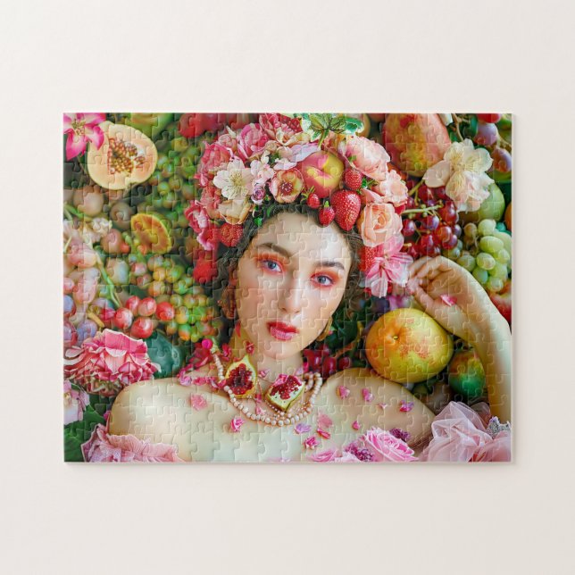 Woman with tropical fruits and floral accents puzzle (Horizontal)