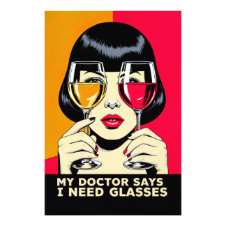 Woman with Wine Glasses and Text Fotodruck