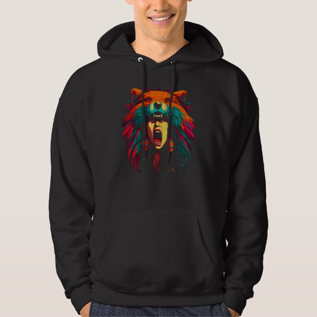 Woman Wolf Head Native American Culture Hoodie (Vorderseite)