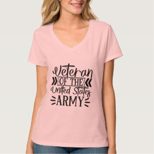 Woman's Army Veteran Proud Military V-Neck T-Shirt