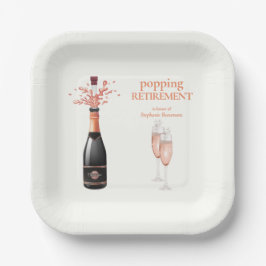 Woman's Elegant Popping Champagne Retirement Pappteller