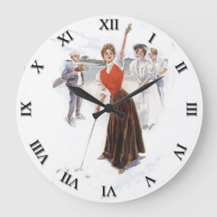 Woman's Golf Clock Große Wanduhr
