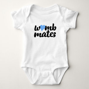 Womb Mates Blue Heart Twins Bodysuit Baby Strampler