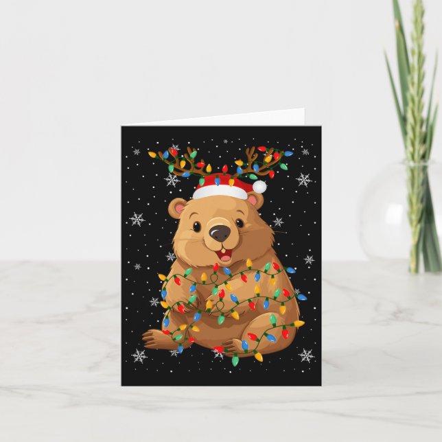 Wombat Animal Weihnachtsmannmütze Ugly Christmas T Karte (Vorderseite)